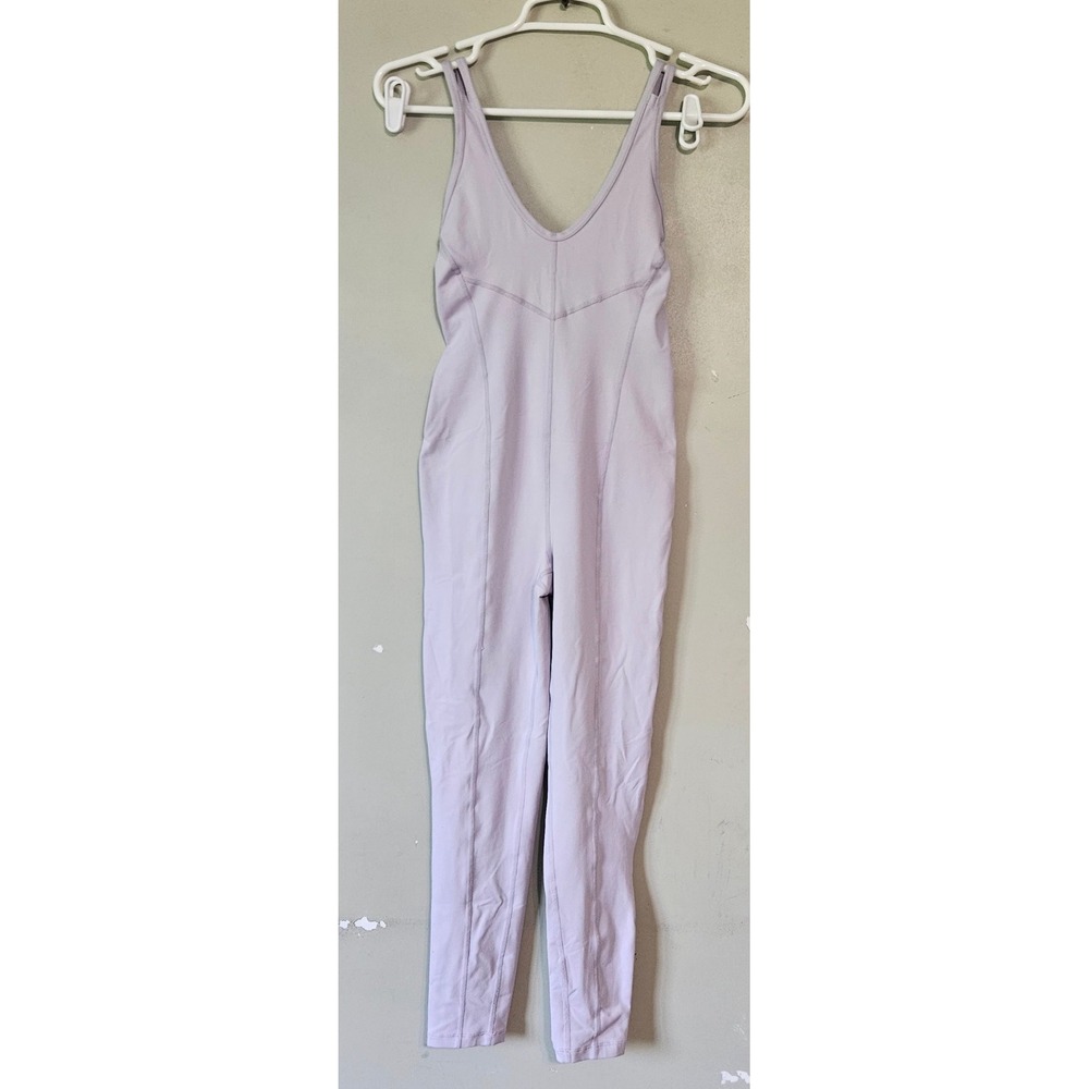 Free People Movement Good Karma Jumpsuit Lavender color XS Yoga Bodysuit Twisted